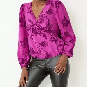 NWT Women’s Puff Sleeve Wrap Top | Purple | Medium